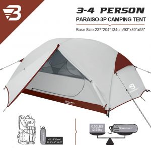 Bessport 3 Person Motorcycle Camping Tent Burgandy